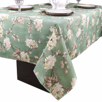 Toalha Para Mesa Cook De 06 Cadeiras Quadrada 2,00M x 1,40M Tecido Misto Impermeável  - Floral Verde