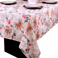 Toalha Para Mesa Cook De 06 Cadeiras Quadrada 2,00M x 1,40M Tecido Misto Impermeável  - Floral Vermelho