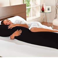 Travesseiro De Corpo Mega Xuxão 100% Algodão 1,45m X 45cm Com Fronha - Preto