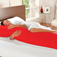 Travesseiro De Corpo Mega Xuxão 100% Algodão 1,45m X 45cm Com Fronha - Vermelho