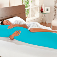 Travesseiro De Corpo Mega Xuxão 100% Algodão 90cm X 50cm Com Fronha - Azul Turquesa