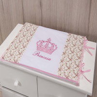 Trocador Para Cômoda De Bebe 02 Peças 70cm x 50cm Tecido Misto  Menina Princesa Imperial - Rosa