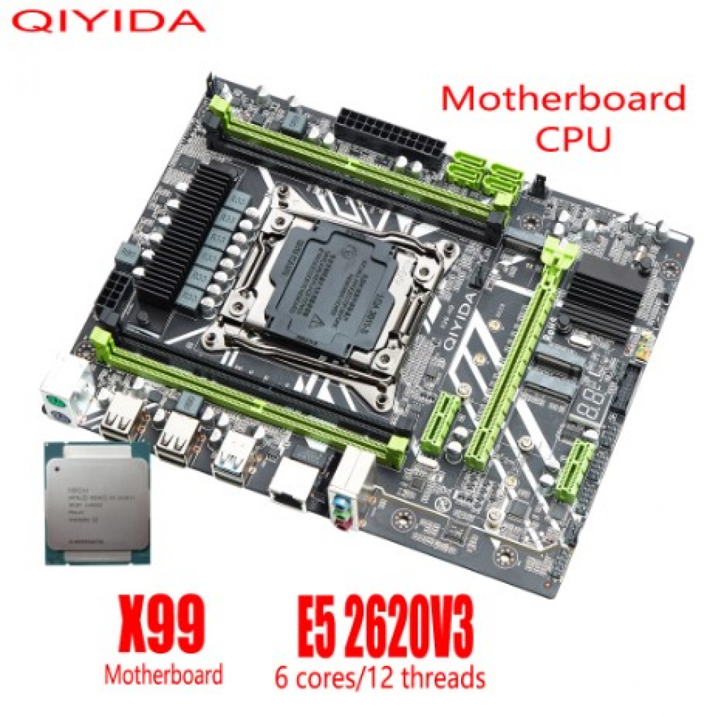 Placa-mãe Qiyida x99 h9 com processador xenon e5 2620 v3 cpu combinação kit  conjunto servidor nvme sata3.0 - Espaço Online Store