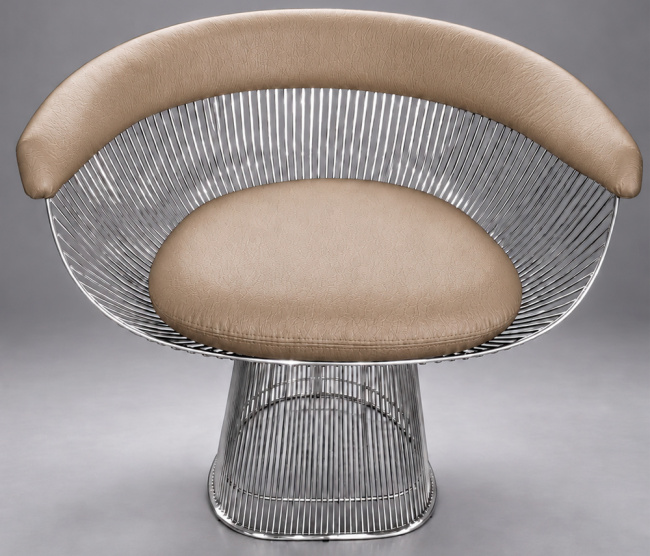Cadeira Warren Platner Inox - Tecido Sintético Bege Venus