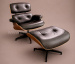 Poltrona e Puff Charles Eames - Couro Envelhecido