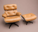 Poltrona e Puff Charles Eames - Couro Envelhecido