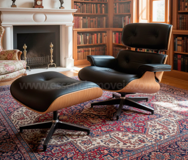 Poltrona e Puff Charles Eames - Madeira Freijó