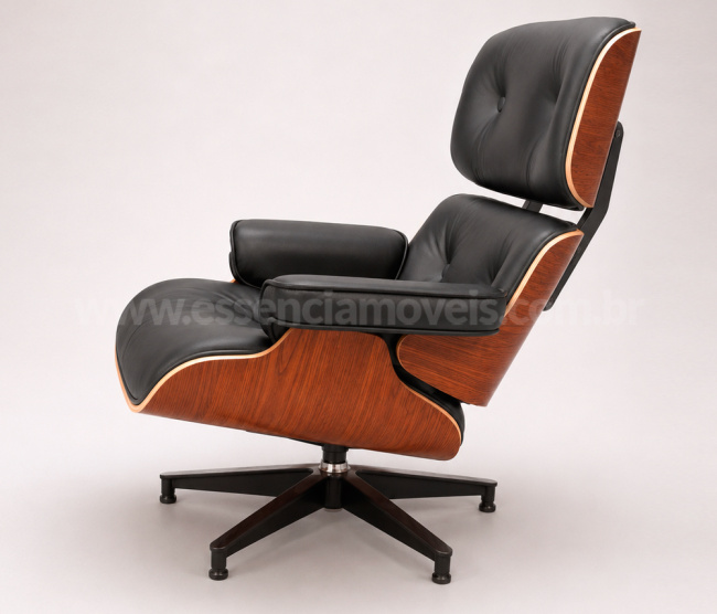 Poltrona e Puff Charles Eames - Madeira Pau Ferro