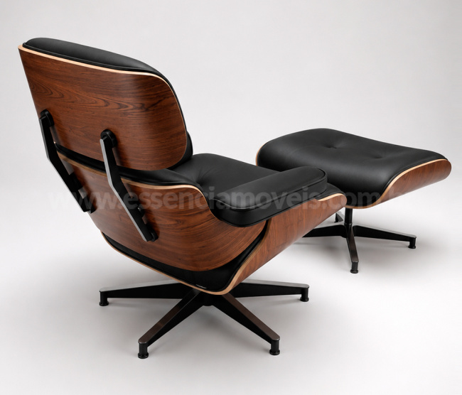 Poltrona e Puff Charles Eames - Madeira Pau Ferro