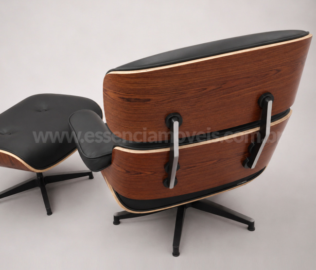 Poltrona e Puff Charles Eames - Madeira Pau Ferro