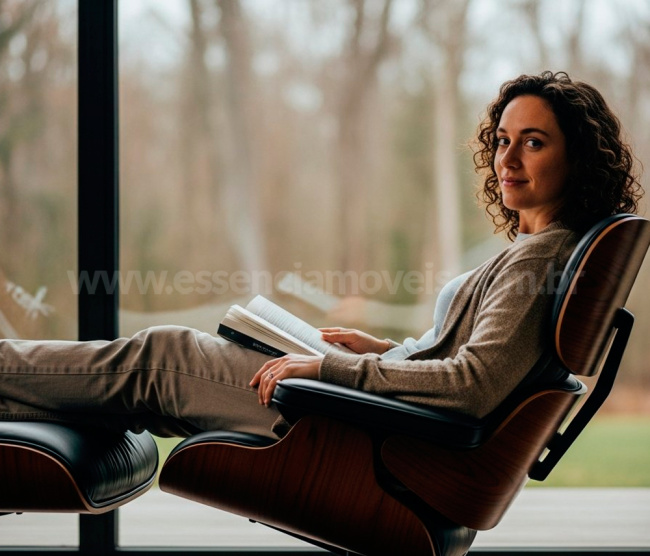 Poltrona e Puff Charles Eames - Madeira Pau Ferro