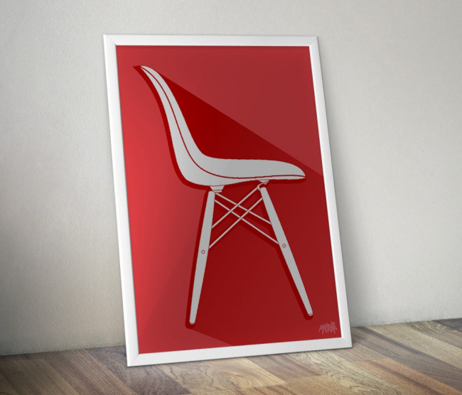 Pôster Cadeira Eames DSW - Vermelho