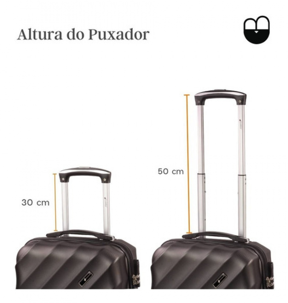 Kit Mala De Viagem De Bordo Quadrada Com Rodinha + Mala de Mão Cor:  Marrom-escuro