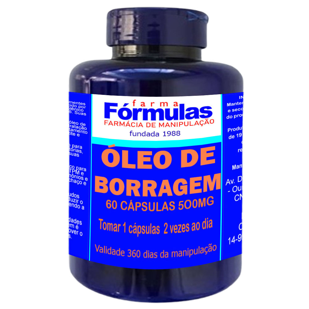 ÓLEO DE BORRAGEM 1 GR COM 60 CÁPSULAS - FARMA FÓRMULAS