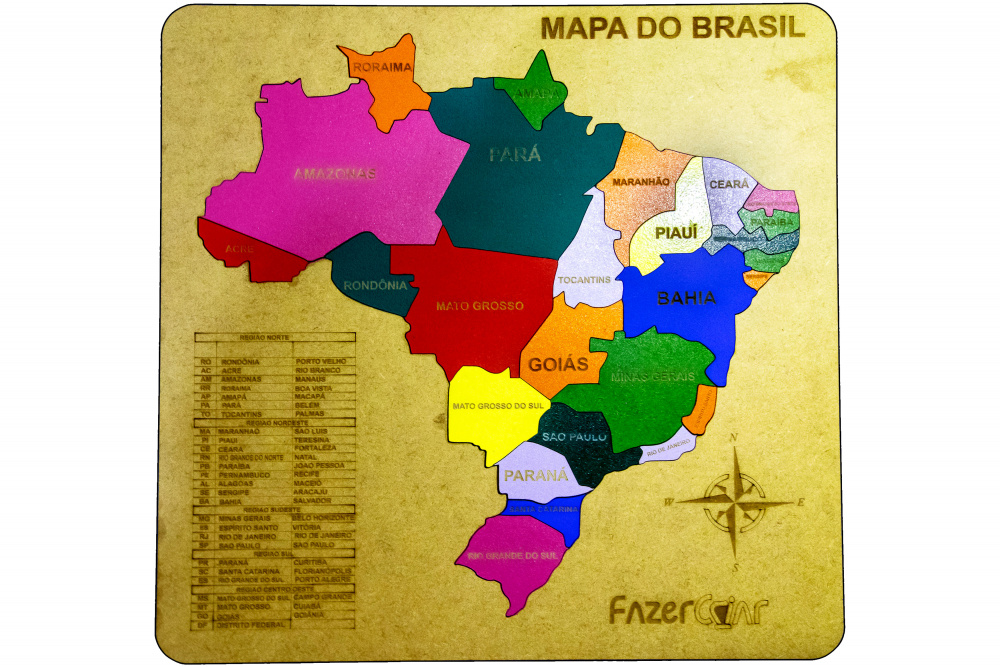 Para Crianças: Quebra Cabeça com Mapa dos Estados Brasil