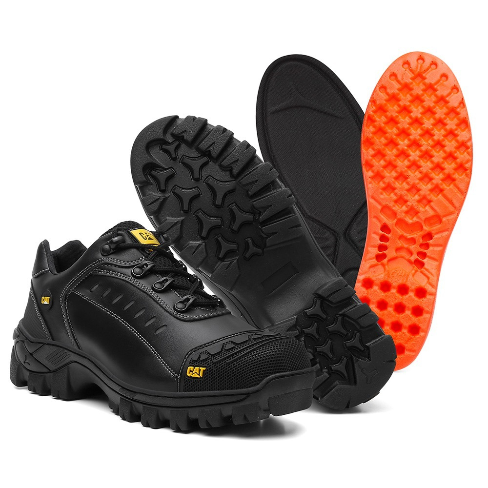 Bota Masculina Botina Caterpillar Cano Curto Palmilha Gel P.U Biqueira  Impermeável