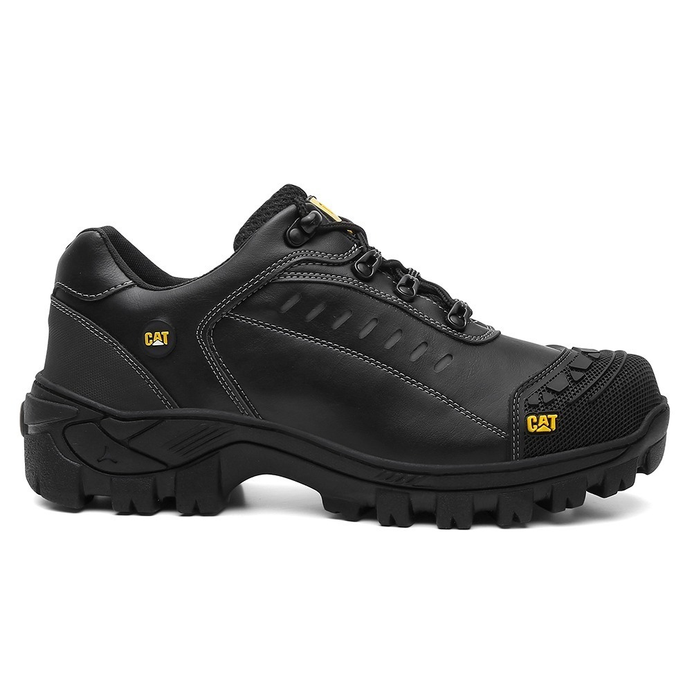 Coturno Bota Caterpillar PVC Cano Curto Preto Palmilha Anatômica Gel Preto