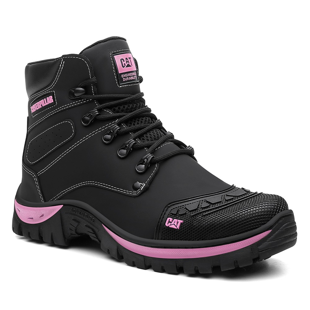 Bota caterpillar botina couro rosa em Promoção na Americanas