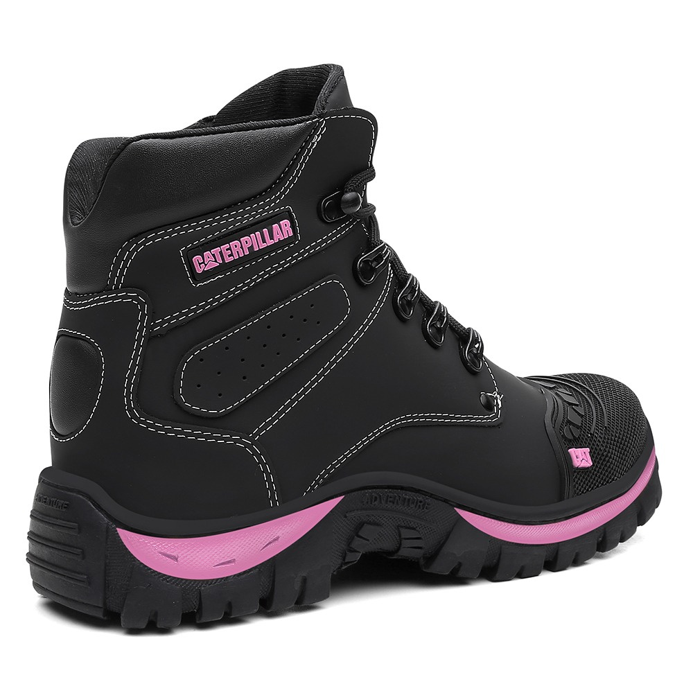 Bota Botina Coturno Feminino Caterpillar Adventure em Couro Legítimo  Palmilha em Gel - Rosa