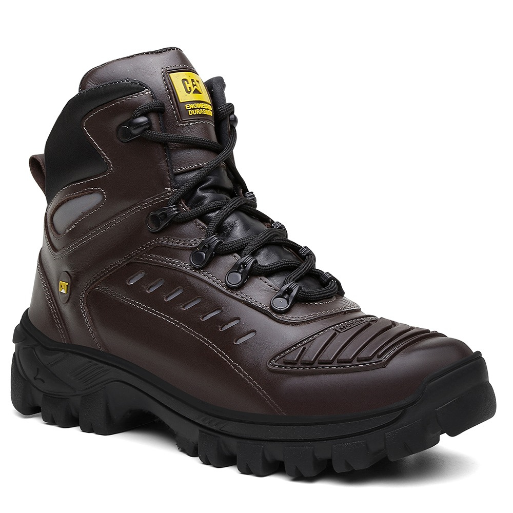 Bota Caterpillar Original Masculina palmilha a Gel Couro Marrom Impermeável  Confortável impermeável.