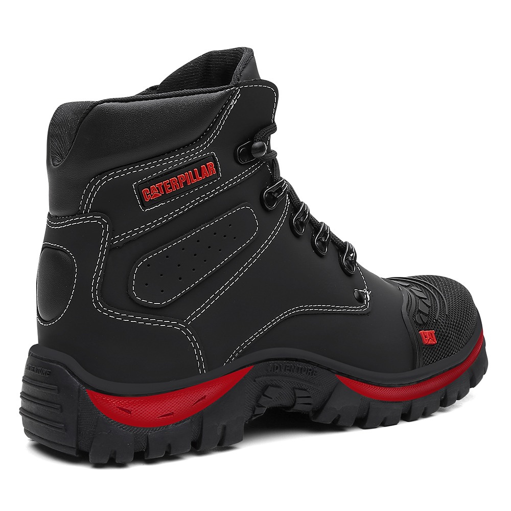 Bota Caterpillar Masculina Cano Longo em Couro - Preto