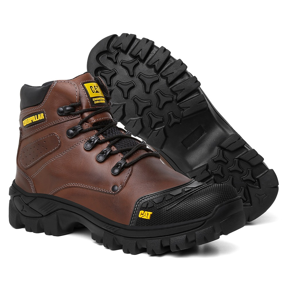 Coturno Masculino Bota Caterpillar PVC Cano Curto Preto Marrom