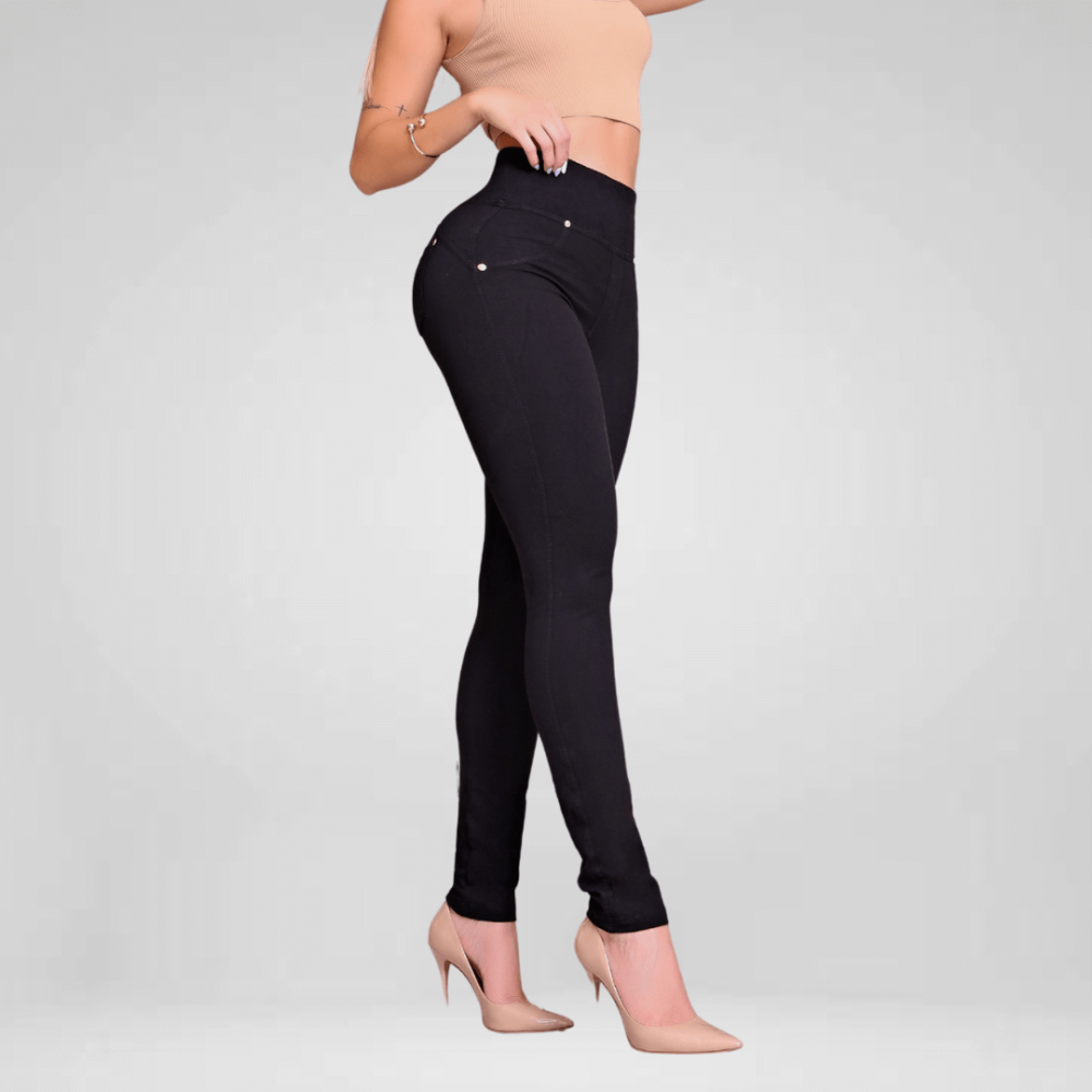 Calça Feminina Modeladora Cintura Alta Preta Empina Bumbum - Feliza Moda