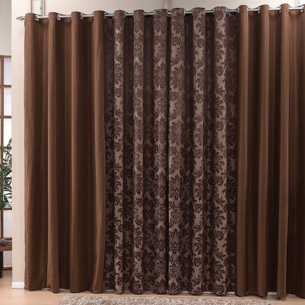 cortina glamour 2 00m x 1 70m tecido jacquard e microfibra para varao simples fina casa