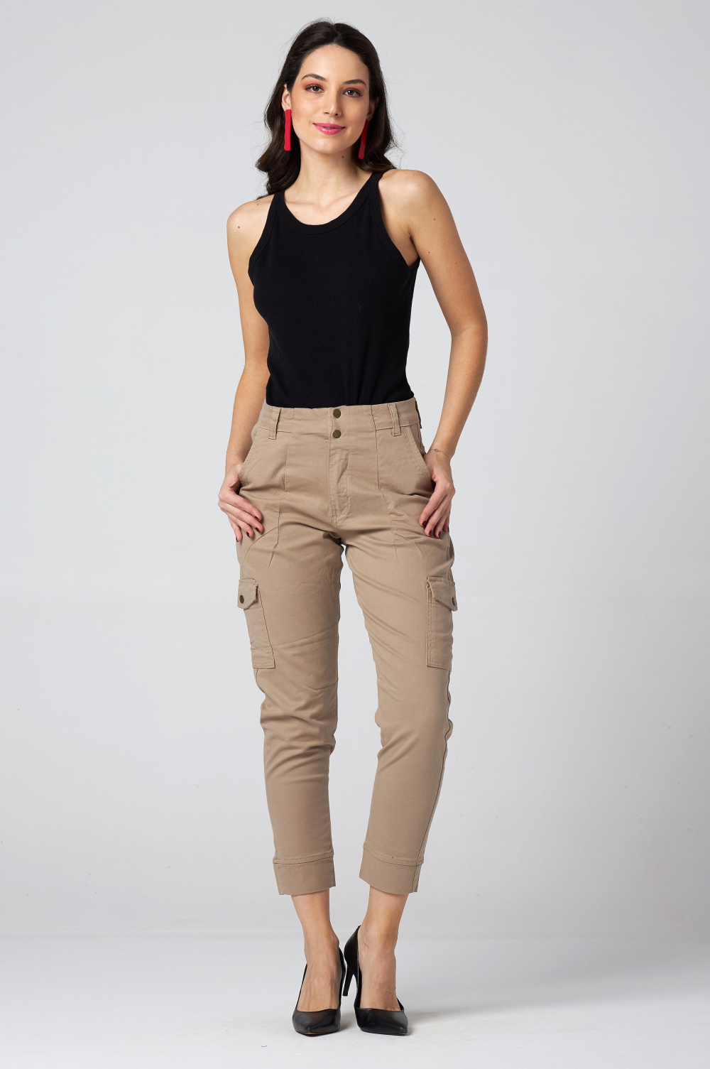 Calça Cargo Feminina Caqui