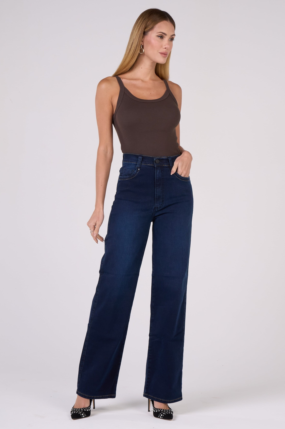 Jeans Wide Leg Escuro