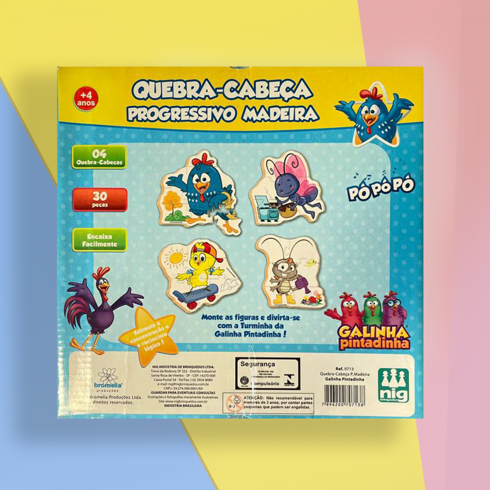 Jogo Educativo Quebra Cabeça 30 Peças - Galinha Pintadinha