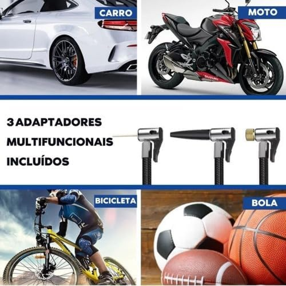 Compressor Ar Portátil para Carro, Bicicleta, Bola, - Granstores