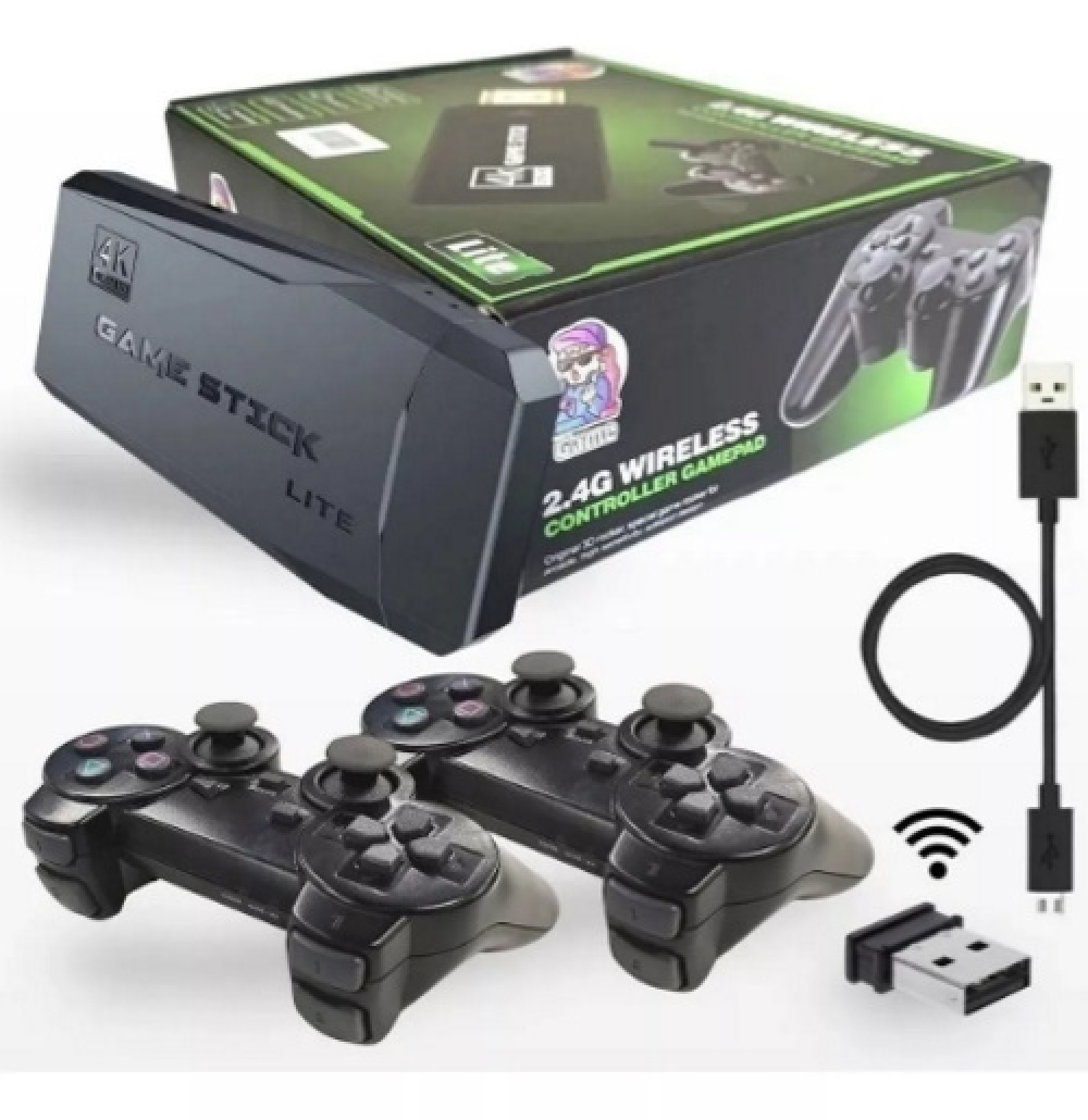 Game Stick Video Game com 20 Mil Jogos Retro 4k 2 Controles Sem Fio - LOJAS  RENASCER