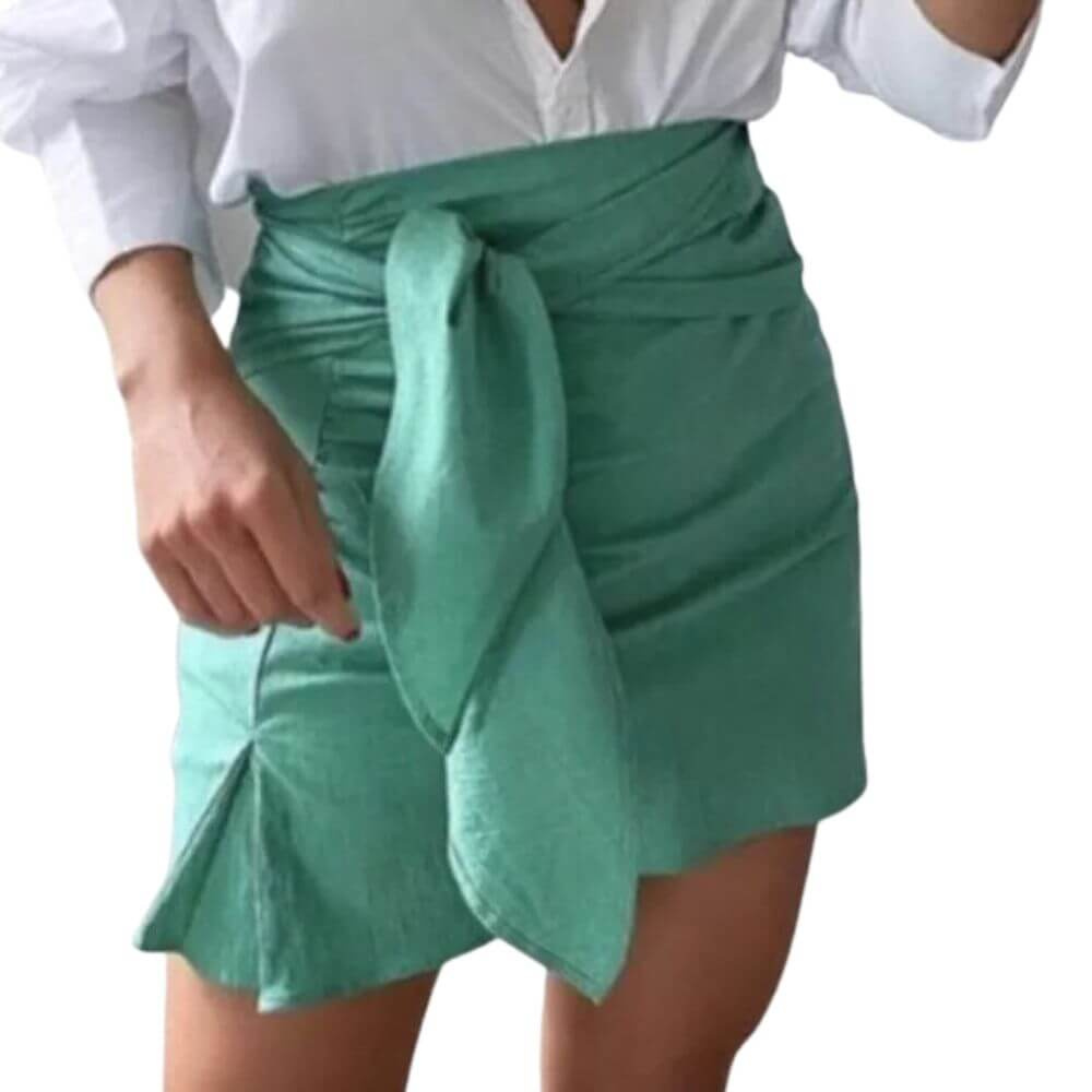 Saia Curta com Laço e Fenda Lateral