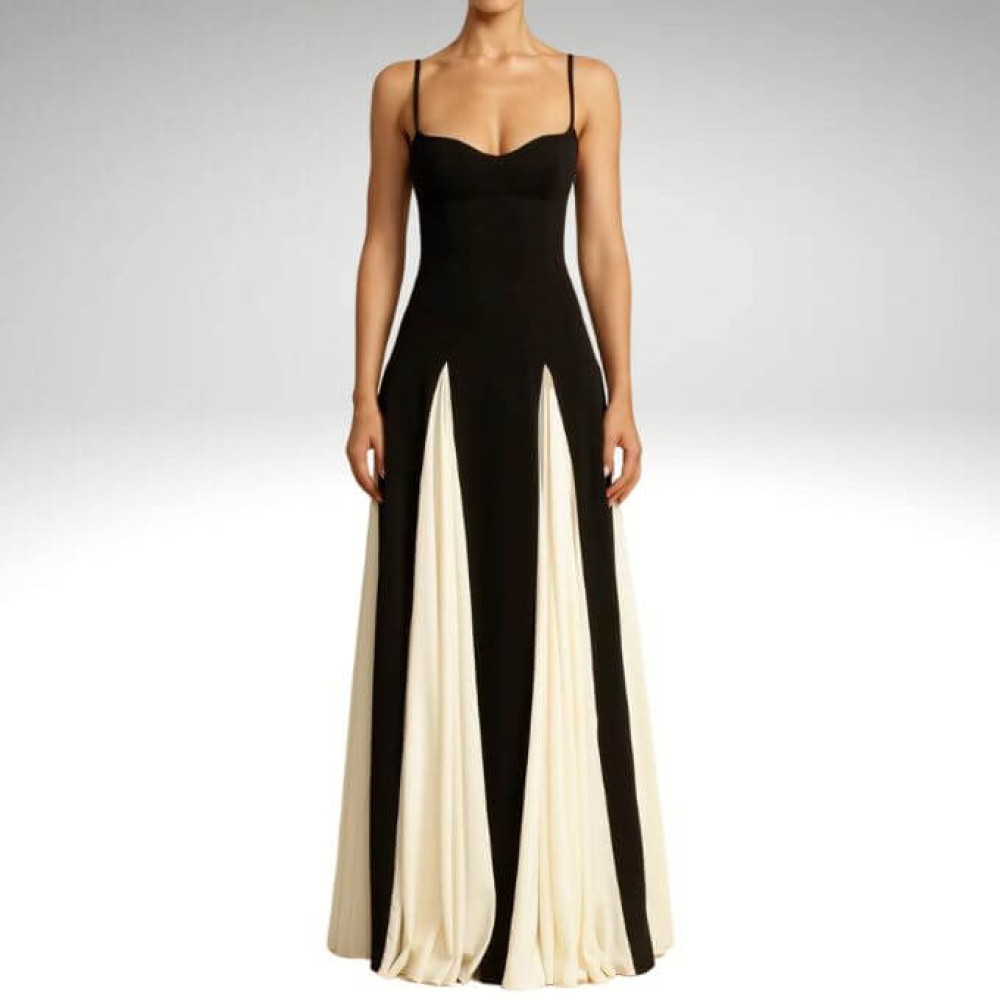 Vestido Elegante Preto e Branco Constança H8S