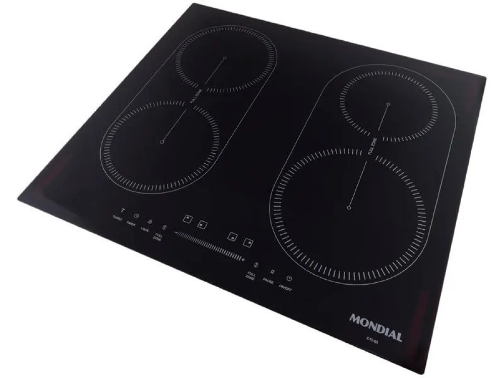 Cooktop 4 Bocas Indução Mondial Mesa de Vidro Preto Touch Timer Acendimento Automático CTI-03