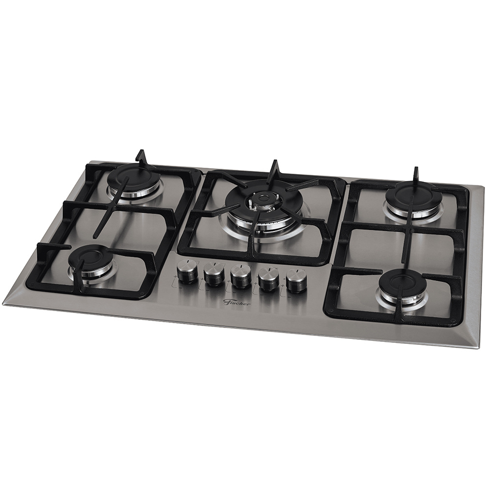 Cooktop a Gás Fischer TC Infinity 5 Bocas Superautomático Mesa em Aço Inox
