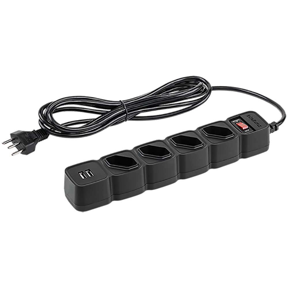 Filtro de Linha 4 Tomadas e 2 Portas Intelbras EPE 204 USB PT+