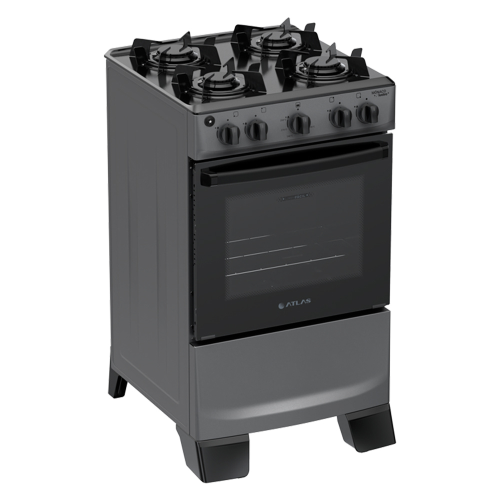 Fogão Atlas 4 Bocas Mônaco Lustro Automático Mesa de Vidro