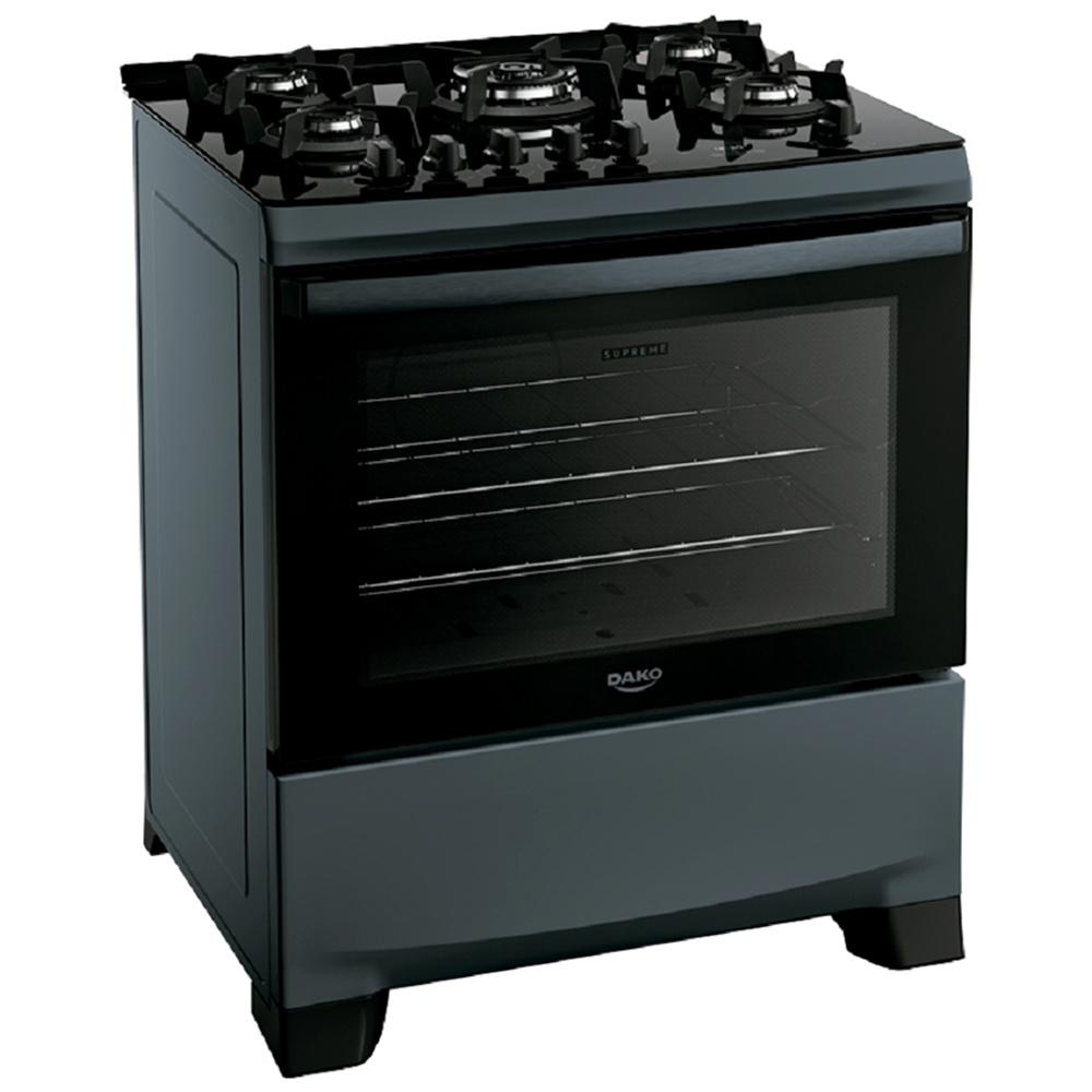 Fogão Dako Supreme 5 Bocas Automático Mesa de Vidro Forno 100L