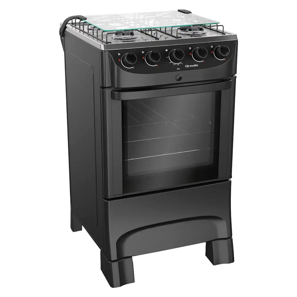Fogão Mueller MFI4BB 4 Bocas Automático Mesa de Inox Forno 48,1L