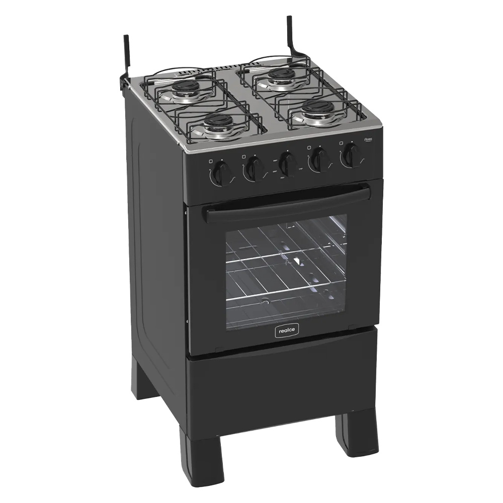 Fogão Realce 4 Bocas Ares Manual Mesa de Inox Forno 50 Litros