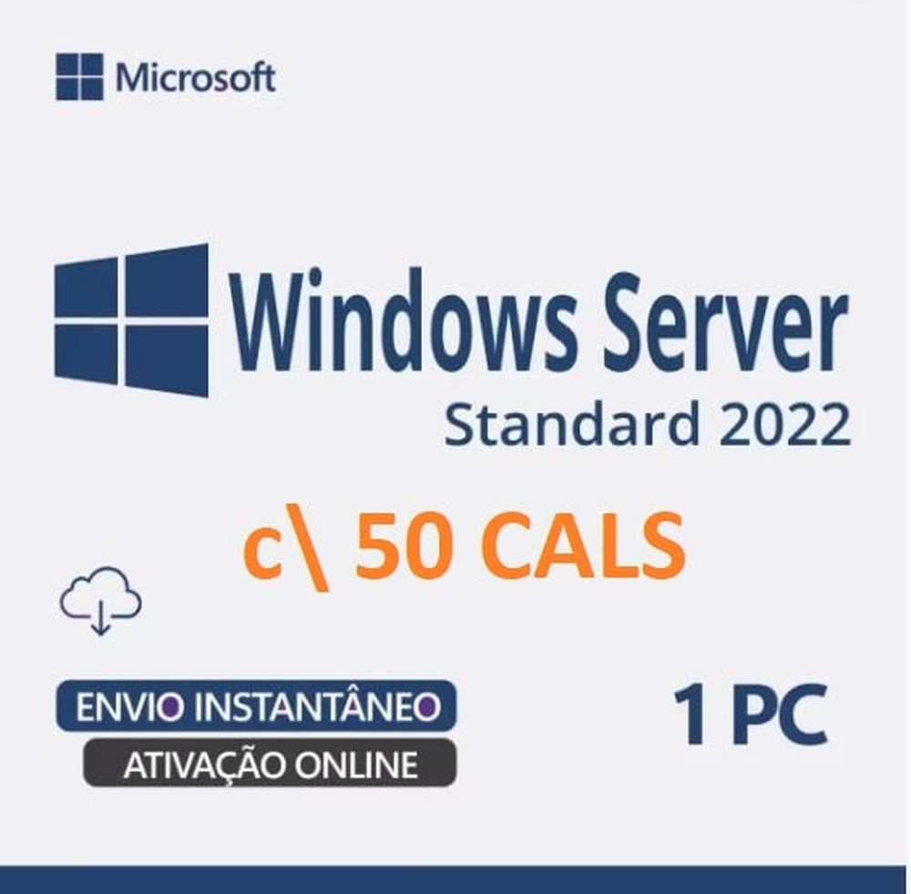 Windows Server 2022 Standard Original + 50 Cals RDS - C\ Nota Fiscal ...