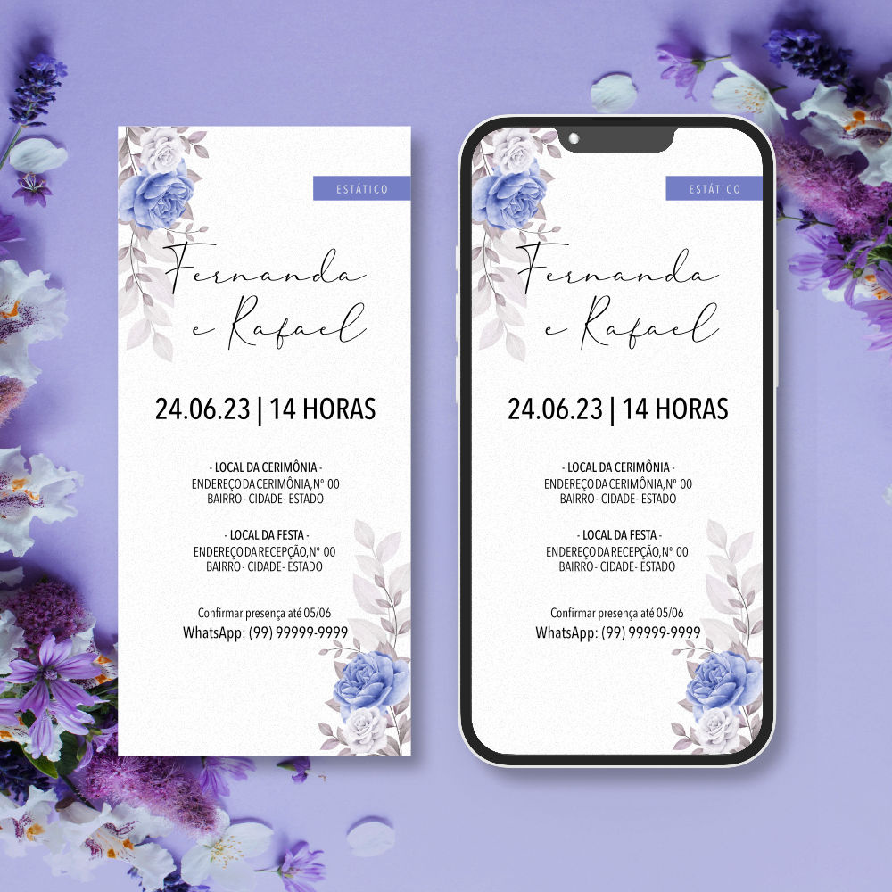 Convite de Casamento Virtual | Gioia | Lavanda