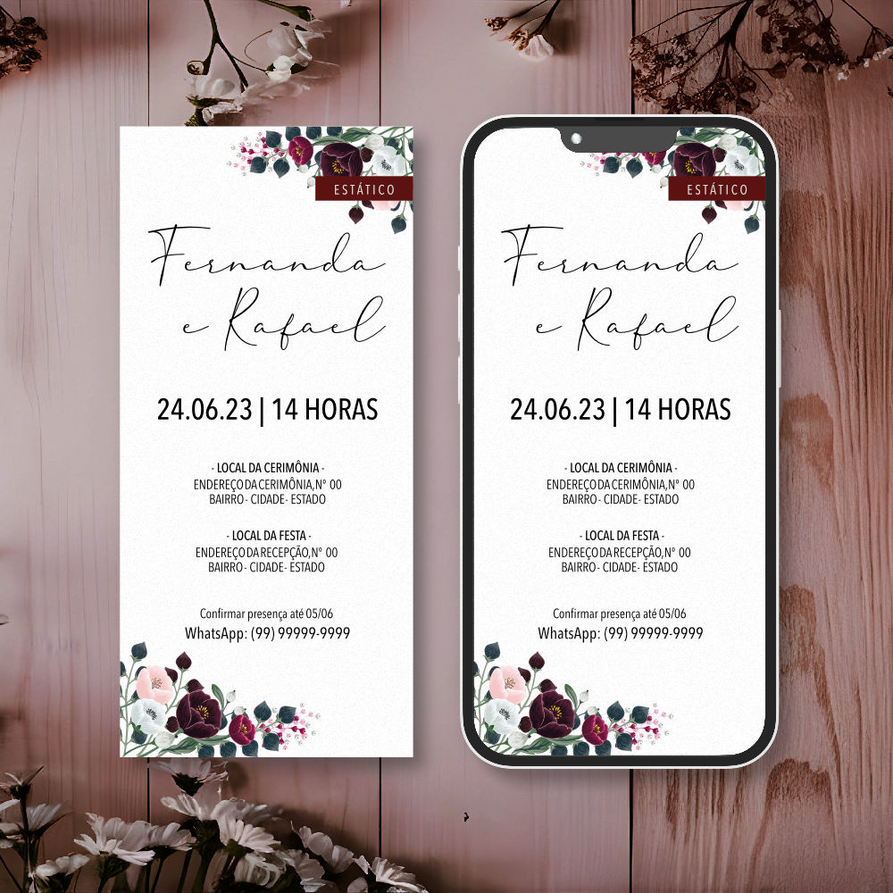 Convite de Casamento Virtual | Magia | Marsala