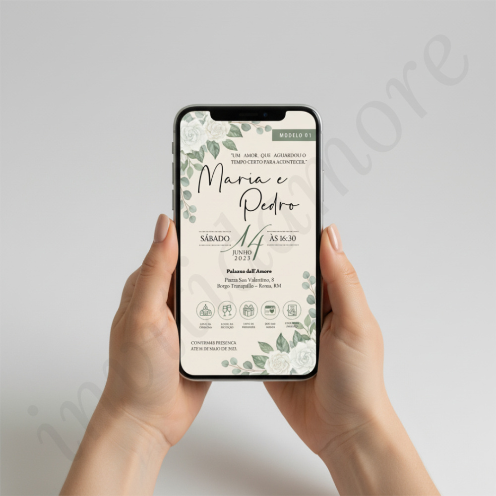 Convite de Casamento Virtual | Sogno | Verde Oliva