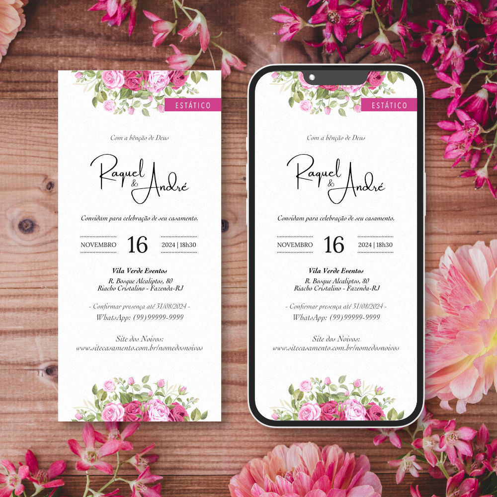 Convite de Casamento Virtual | Cuore | Fucsia