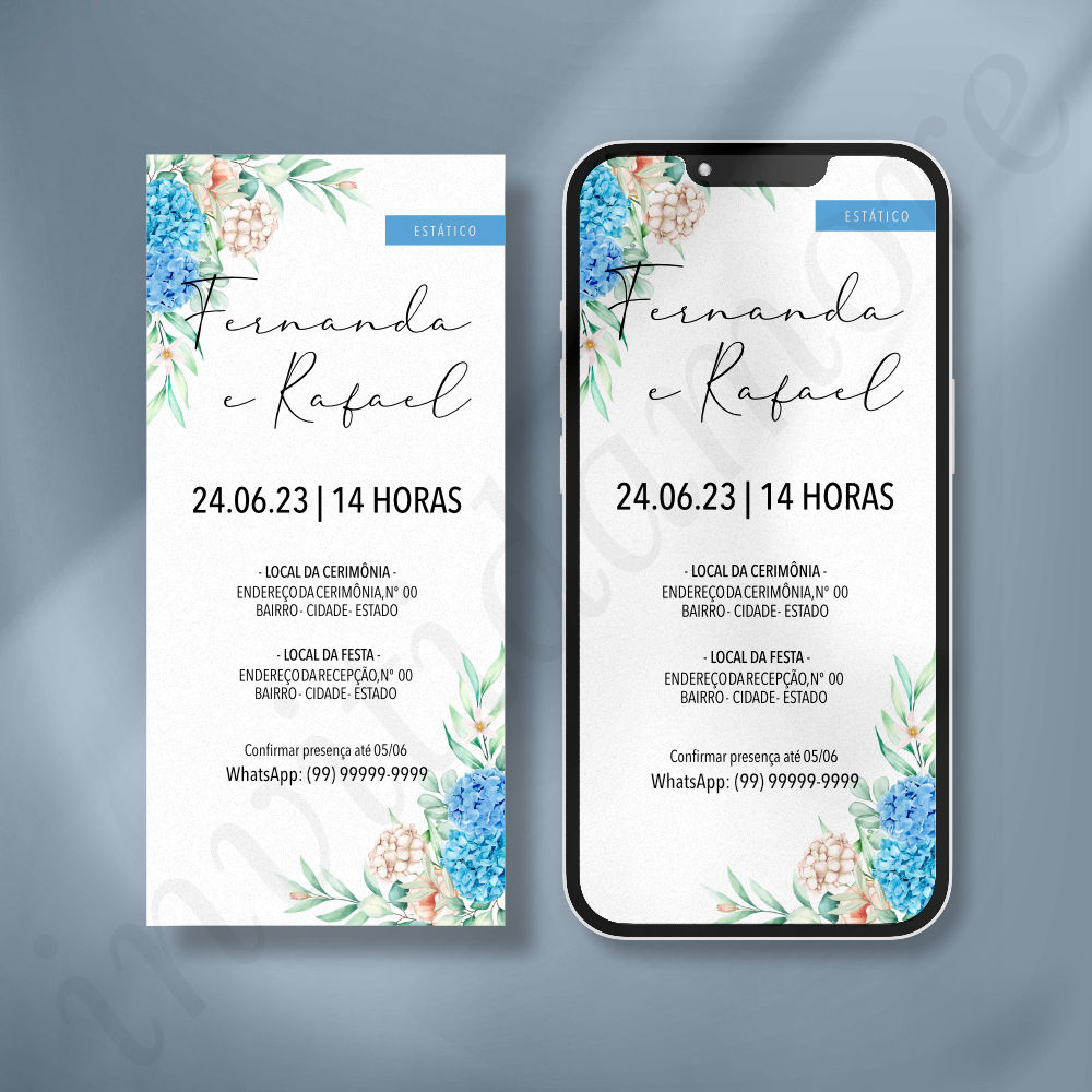 Convite Virtual de Casamento | Acqua | Azul
