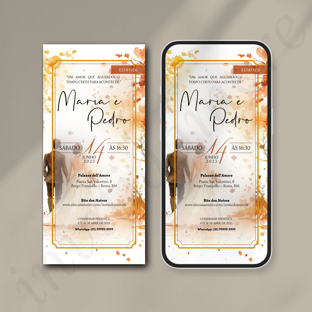 Convite Virtual de Casamento | Aquarela
