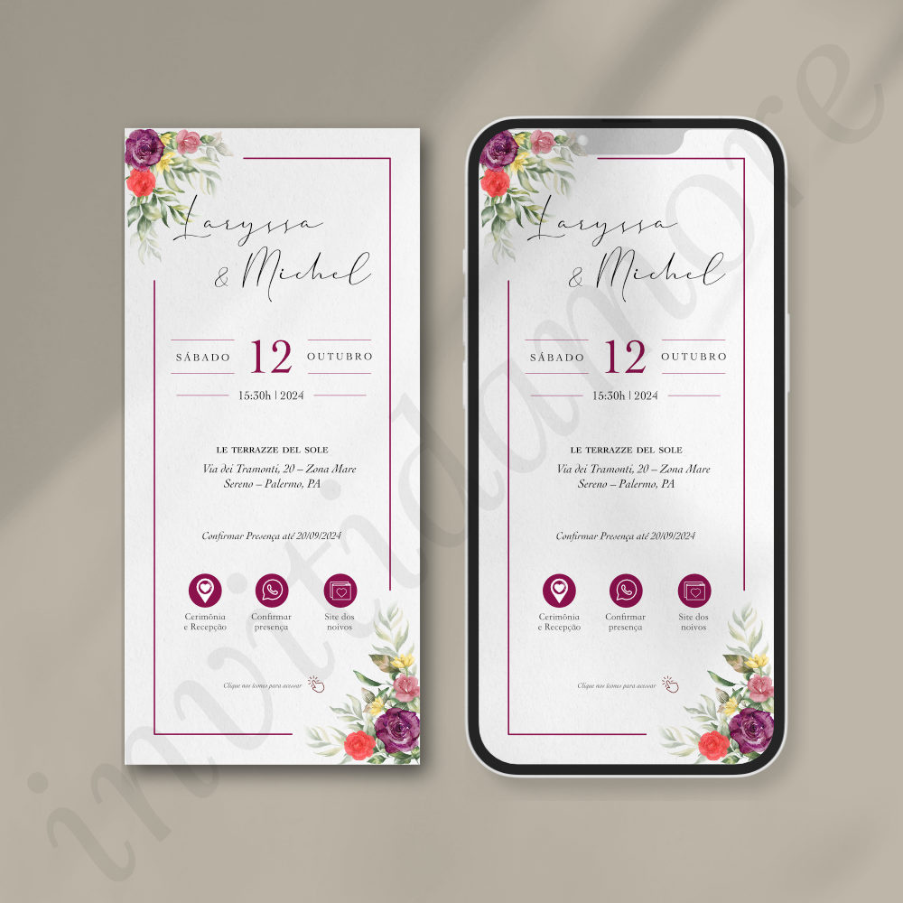 Convite Virtual de Casamento | Marsala